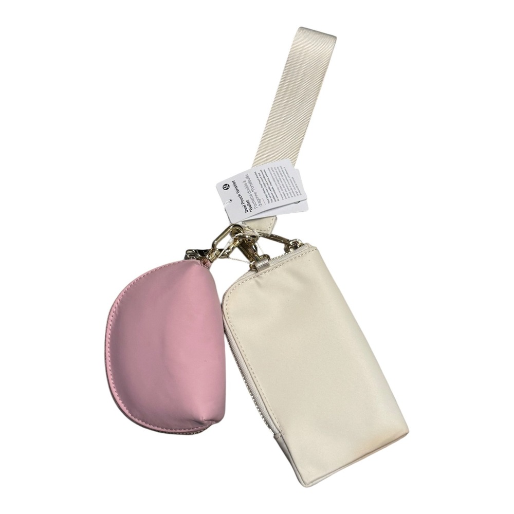 lululemon Dual Pouch Wristlet Wallet Pink Pearl Light Ivory Gold  NWT - Picture 2 of 3